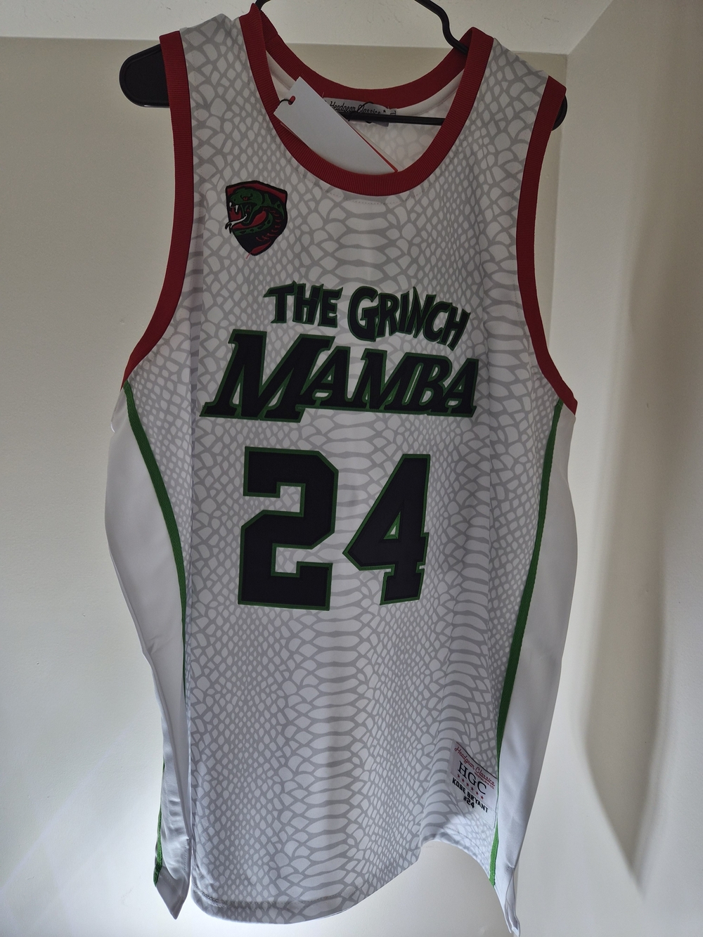 Classic The Grinch Mamba 24 White Green Red Basketball Jersey